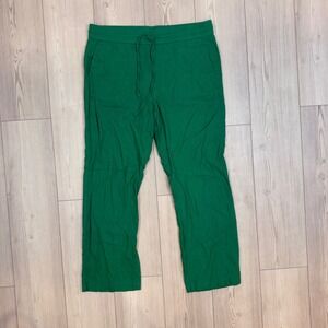 Ann Taylor Factory Green Linen Blend Drawstring Pants Womens Large SU24 864806